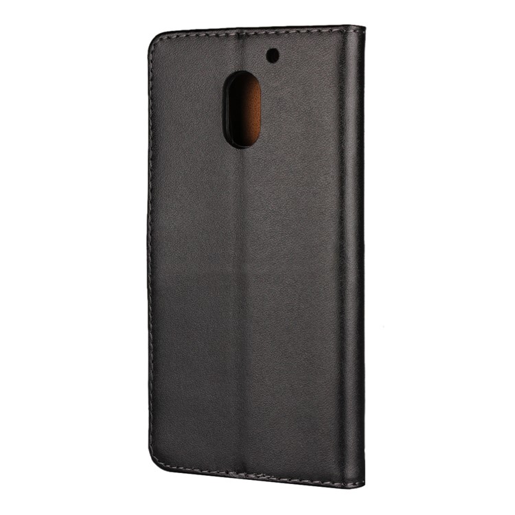 For Motorola Moto E3 Genuine Split Leather Wallet Case with Stand - Black-4
