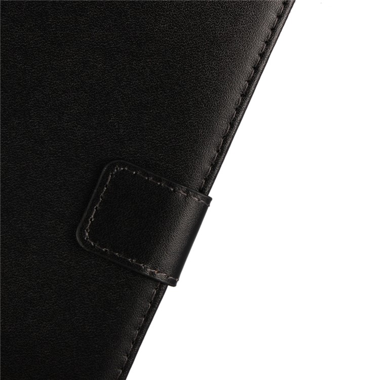 For Motorola Moto E3 Genuine Split Leather Wallet Case with Stand - Black-8