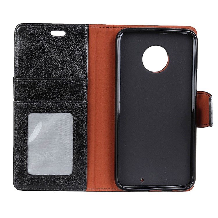 Textured Split Leather Stand Phone Casing for Motorola Moto X4 - Black-5