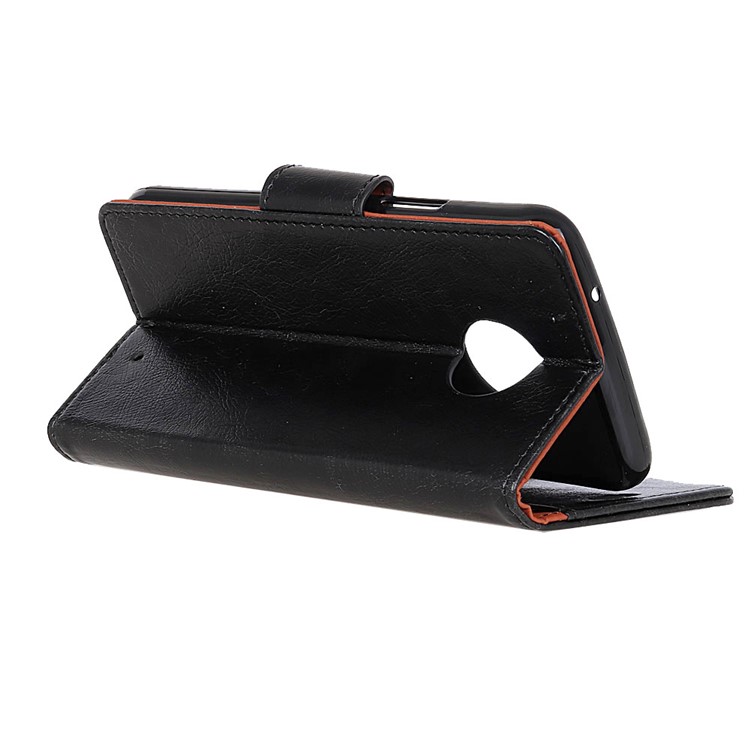 Textured Split Leather Stand Phone Casing for Motorola Moto X4 - Black-6