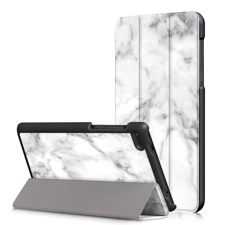 Pattern Printing Leather Tri-fold Stand Case for Lenovo Tab 7 Essential (TB-7304F/X) - Marble Pattern-1