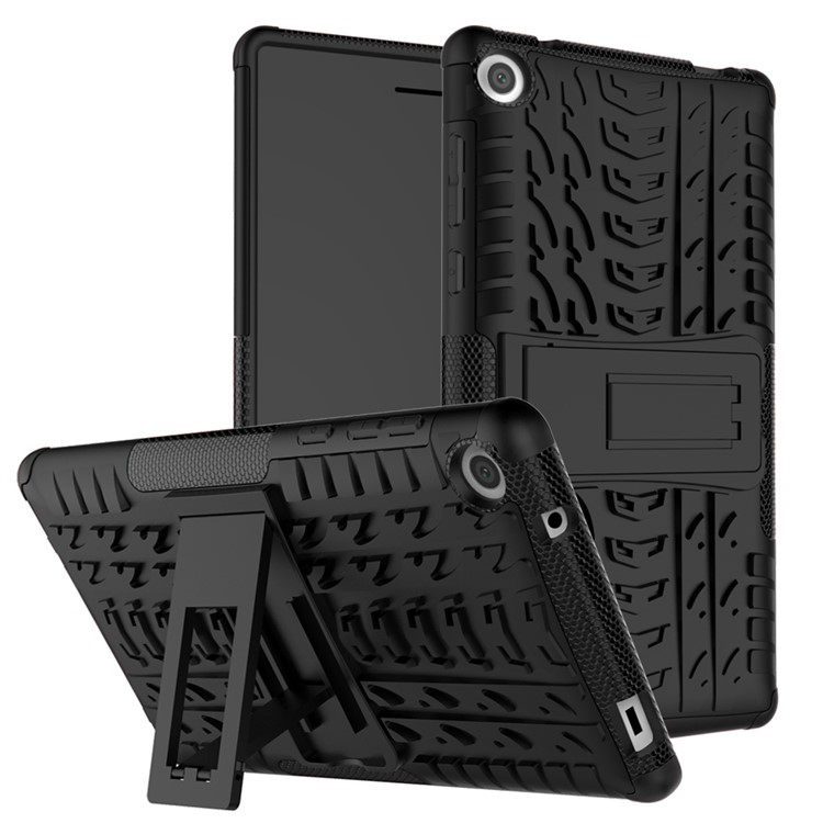 Cool Tyre Kickstand PC + TPU Hybrid Case for Lenovo Tab3 7 730X - Black-1