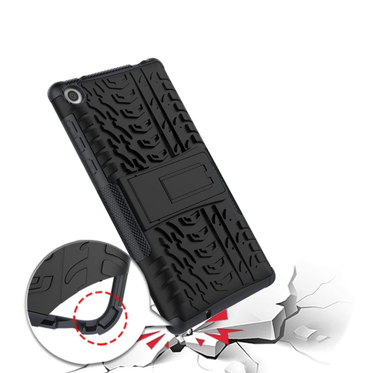 Cool Tyre Kickstand PC + TPU Hybrid Case for Lenovo Tab3 7 730X - Black-11