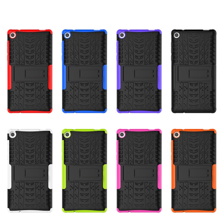 Cool Tyre Kickstand PC + TPU Hybrid Case for Lenovo Tab3 7 730X - Black-12