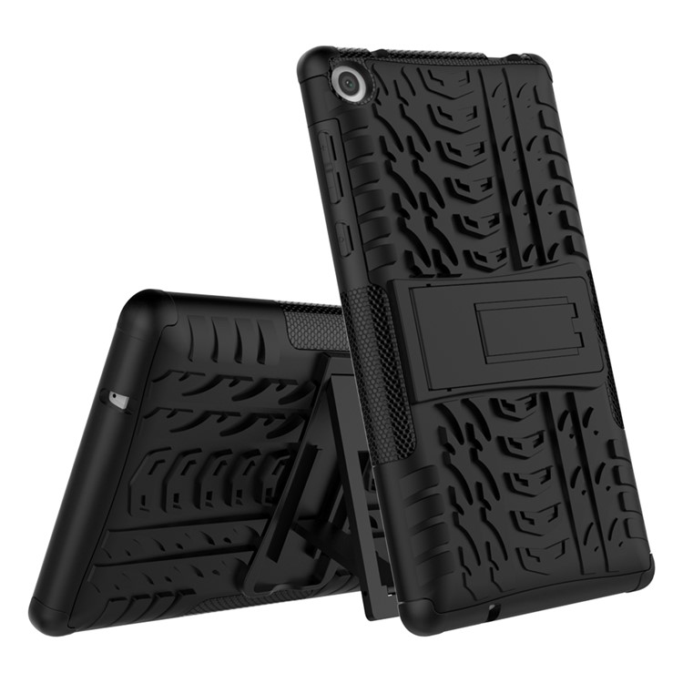 Cool Tyre Kickstand PC + TPU Hybrid Case for Lenovo Tab3 7 730X - Black-2
