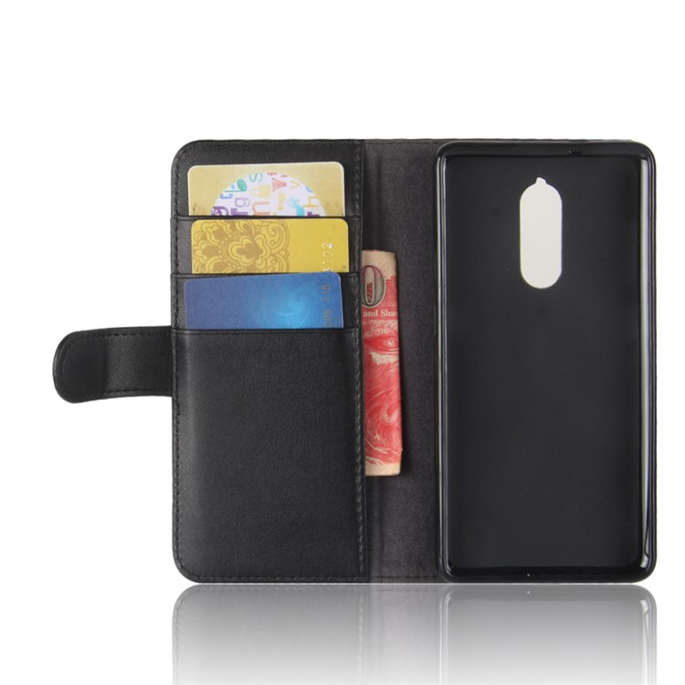 Genuine Leather Wallet Stand Cell Phone Case for Lenovo K8 - Black-4