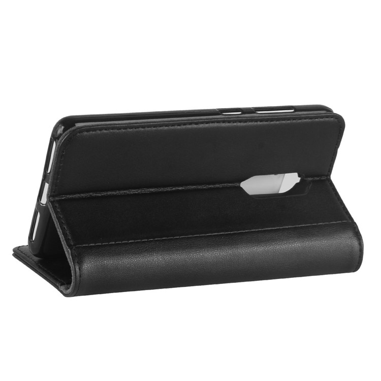 Genuine Leather Wallet Stand Cell Phone Case for Lenovo K8 - Black-6