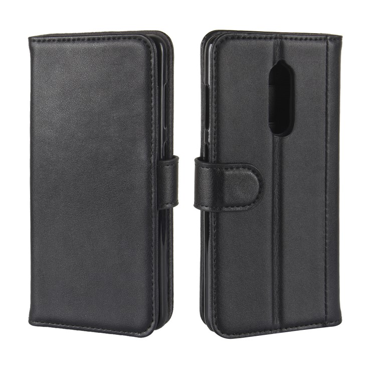 Genuine Leather Wallet Stand Cell Phone Case for Lenovo K8 - Black-8