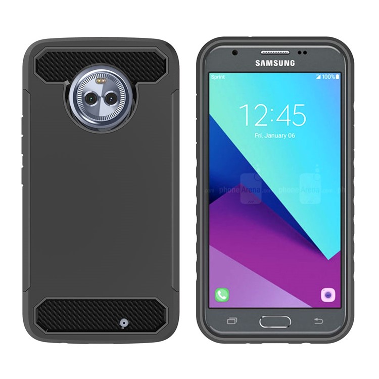 Carbon Fiber Texture PC + TPU Hybrid Back Shell for Motorola Moto X4/X (4th gen.) - Black-1