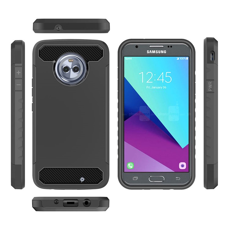 Carbon Fiber Texture PC + TPU Hybrid Back Shell for Motorola Moto X4/X (4th gen.) - Black-2