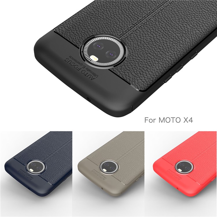 For Motorola Moto X4 / Moto X (4th gen.) Litchi Grain Soft TPU Case Cover - Black-14