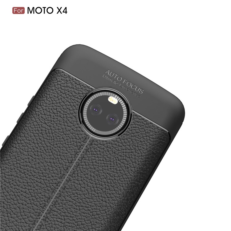 For Motorola Moto X4 / Moto X (4th gen.) Litchi Grain Soft TPU Case Cover - Black-5