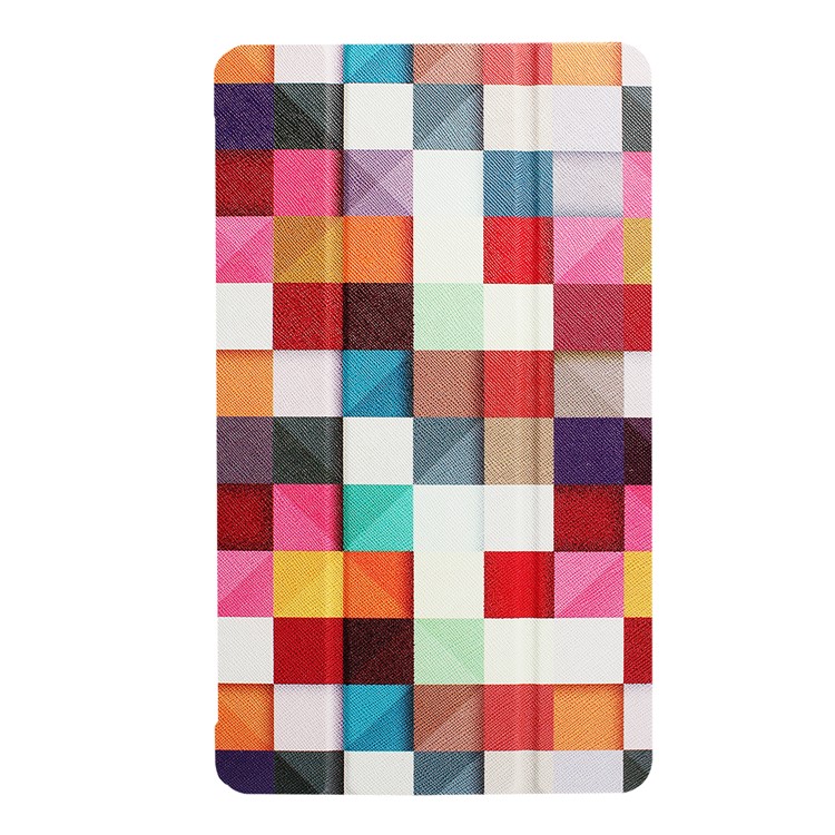 For Lenovo Tab 7 Essential (2017) / Tab 4 7 Pattern Printing Leather Tri-fold Stand Case - Colorful Triangles Grids-2