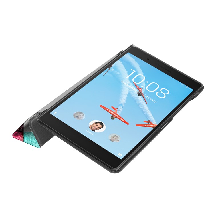 For Lenovo Tab 7 Essential (2017) / Tab 4 7 Pattern Printing Leather Tri-fold Stand Case - Colorful Triangles Grids-4