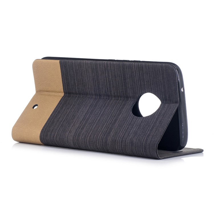 Canvas Stand Folio Leather Card Holder Cellphone Shell for Motorola Moto X4/X (4th gen.) - Brown-3