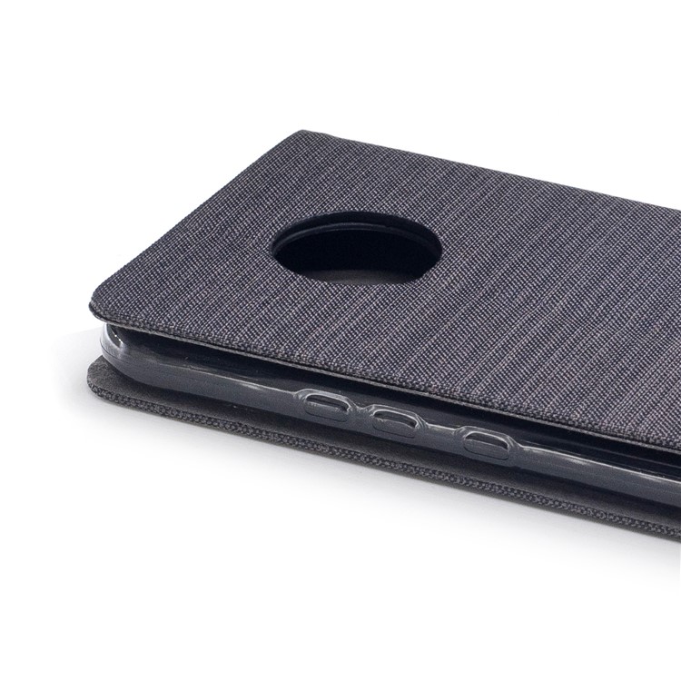 Canvas Stand Folio Leather Card Holder Cellphone Shell for Motorola Moto X4/X (4th gen.) - Brown-6