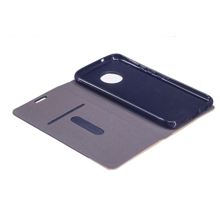 Canvas Stand Folio Leather Card Holder Cellphone Shell for Motorola Moto X4/X (4th gen.) - Brown-7