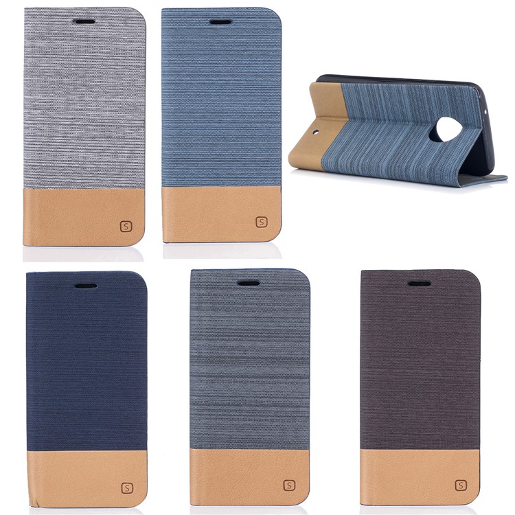 Canvas Stand Folio Leather Card Holder Cellphone Shell for Motorola Moto X4/X (4th gen.) - Brown-9