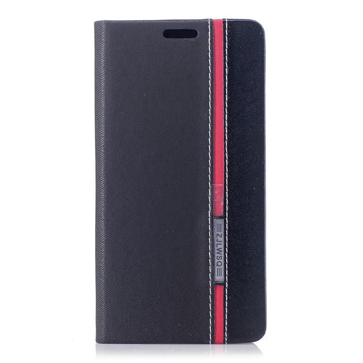 For Motorola Moto X4/X (4th gen.) Contrast Color Leather Card Slot Phone Protective Case with Stand - Black-1