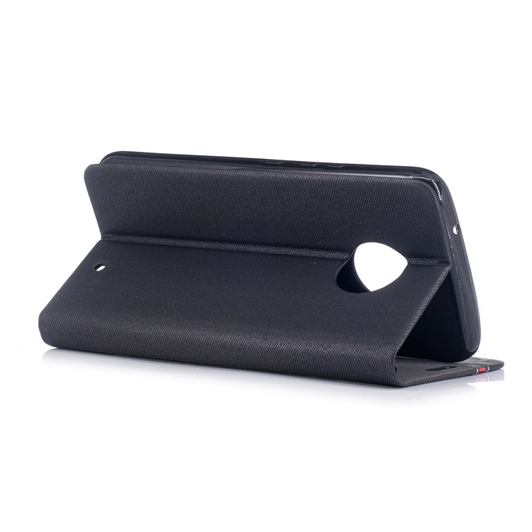 For Motorola Moto X4/X (4th gen.) Contrast Color Leather Card Slot Phone Protective Case with Stand - Black-3