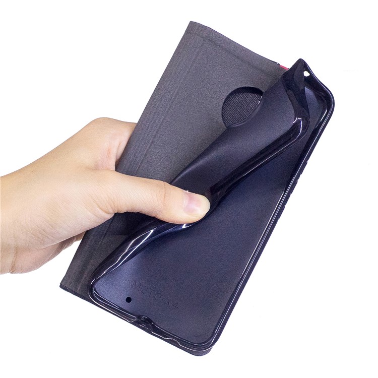 For Motorola Moto X4/X (4th gen.) Contrast Color Leather Card Slot Phone Protective Case with Stand - Black-8