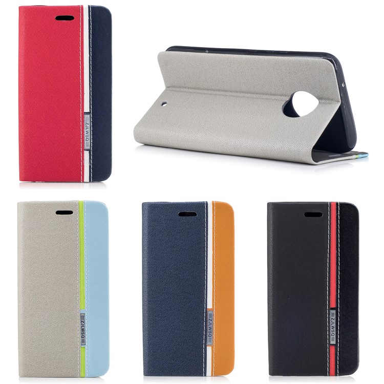 For Motorola Moto X4/X (4th gen.) Contrast Color Leather Card Slot Phone Protective Case with Stand - Black-9