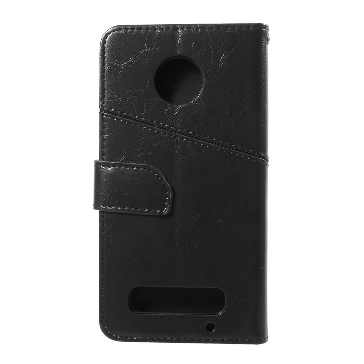 K'TRY Geometric Splicing Series for Motorola Moto Z2 Play Leather Wallet Flip Case - Black-2