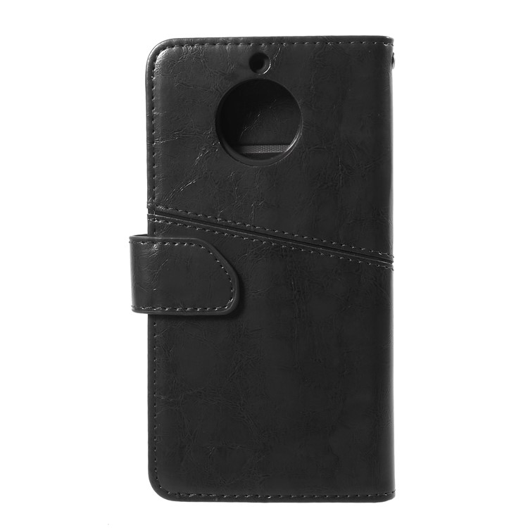 K'TRY Geometric Splicing Series PU Leather Wallet Stand Mobile Case for Motorola Moto G6 - Black-2