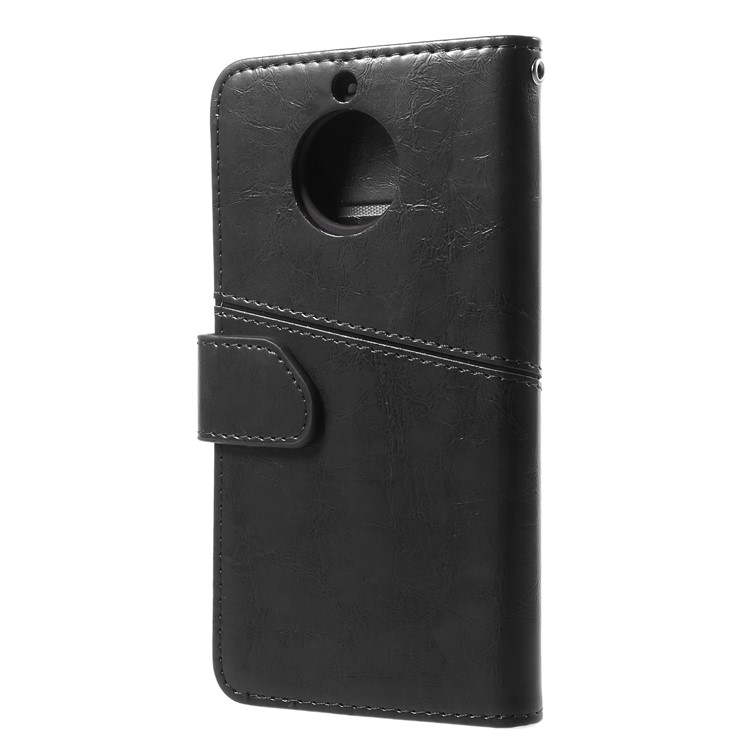 K'TRY Geometric Splicing Series PU Leather Wallet Stand Mobile Case for Motorola Moto G6 - Black-4