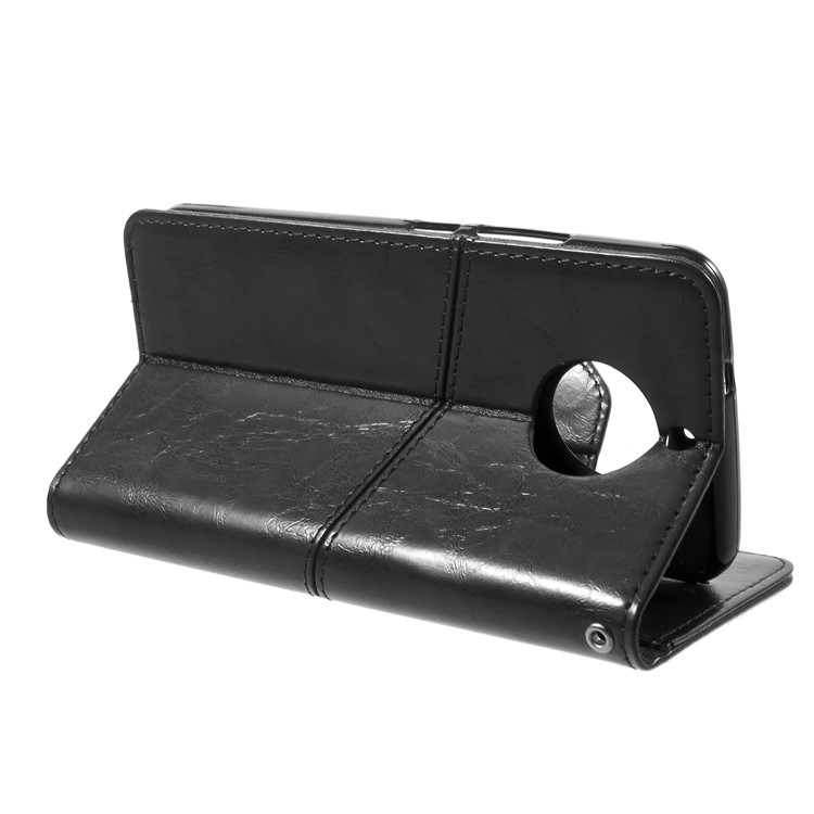 K'TRY Geometric Splicing Series PU Leather Wallet Stand Mobile Case for Motorola Moto G6 - Black-5