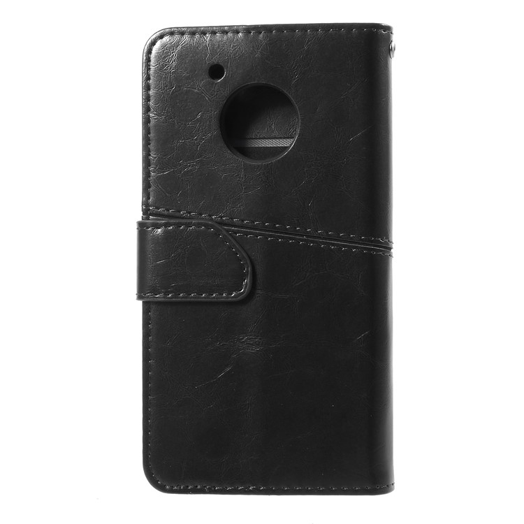 K'TRY Geometric Splicing Series for Motorola Moto E4 US Version Leather Stand Case - Black-2