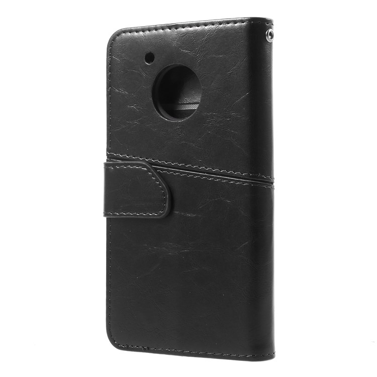 K'TRY Geometric Splicing Series for Motorola Moto E4 US Version Leather Stand Case - Black-4