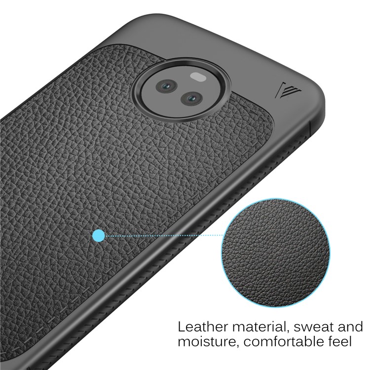 LENUO Litchi Skin Leather Coated TPU Case for Motorola Moto X4/X (4th gen.) - Black-4