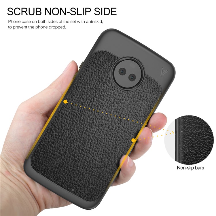 LENUO Litchi Skin Leather Coated TPU Case for Motorola Moto X4/X (4th gen.) - Black-7