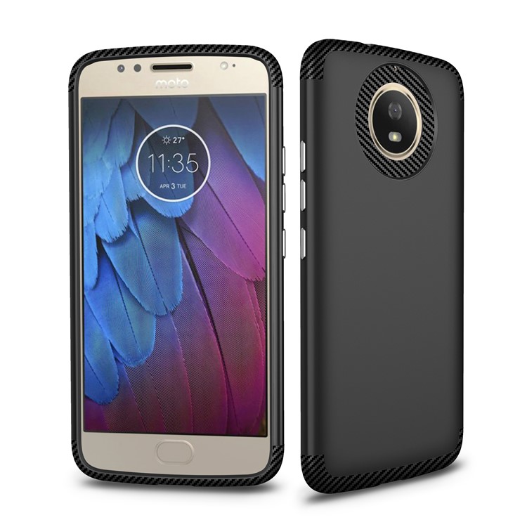 Carbon Fiber Texture Matte PC + TPU Hybrid Mobile Phone Case for Motorola Moto G5S - Black-1