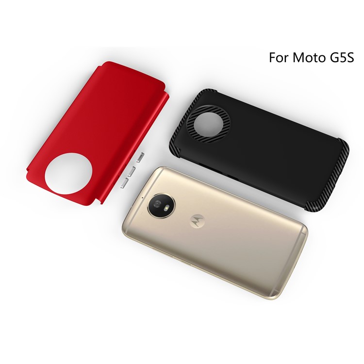 Carbon Fiber Texture Matte PC + TPU Hybrid Mobile Phone Case for Motorola Moto G5S - Black-2