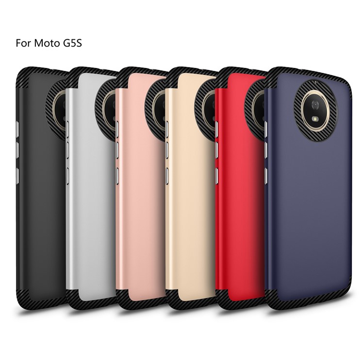 Carbon Fiber Texture Matte PC + TPU Hybrid Mobile Phone Case for Motorola Moto G5S - Black-3