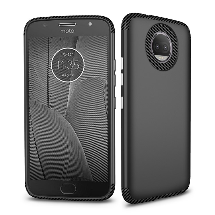 Carbon Fiber Texture Matte PC + TPU Hybrid Cell Phone Case for Motorola Moto G5S Plus - Black-1