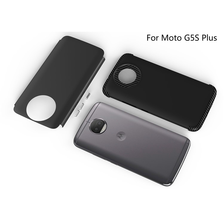 Carbon Fiber Texture Matte PC + TPU Hybrid Cell Phone Case for Motorola Moto G5S Plus - Black-2