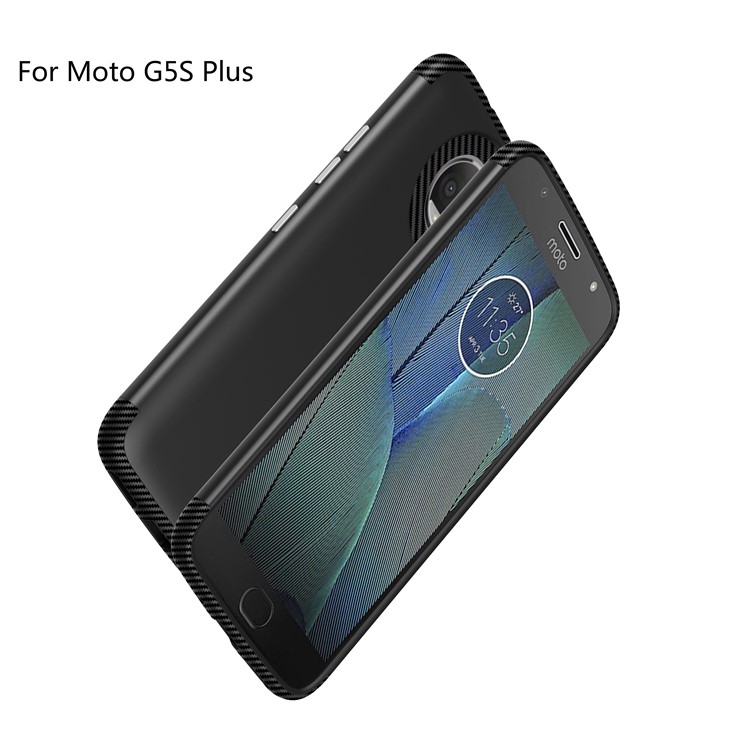 Carbon Fiber Texture Matte PC + TPU Hybrid Cell Phone Case for Motorola Moto G5S Plus - Black-3