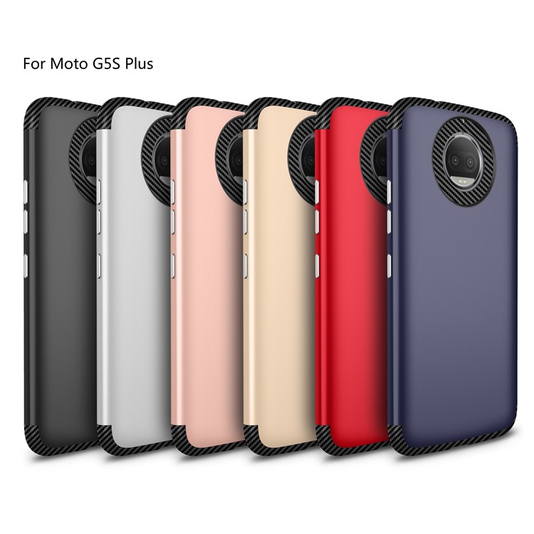 Carbon Fiber Texture Matte PC + TPU Hybrid Cell Phone Case for Motorola Moto G5S Plus - Black-4