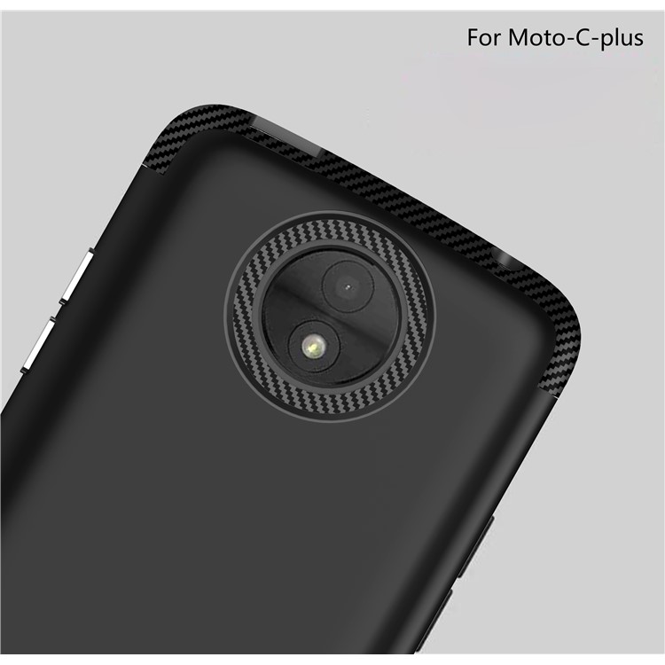 Carbon Fiber Texture Matte PC + TPU Hybrid Case for Motorola Moto C Plus - Black-4