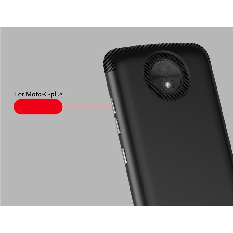 Carbon Fiber Texture Matte PC + TPU Hybrid Case for Motorola Moto C Plus - Black-5