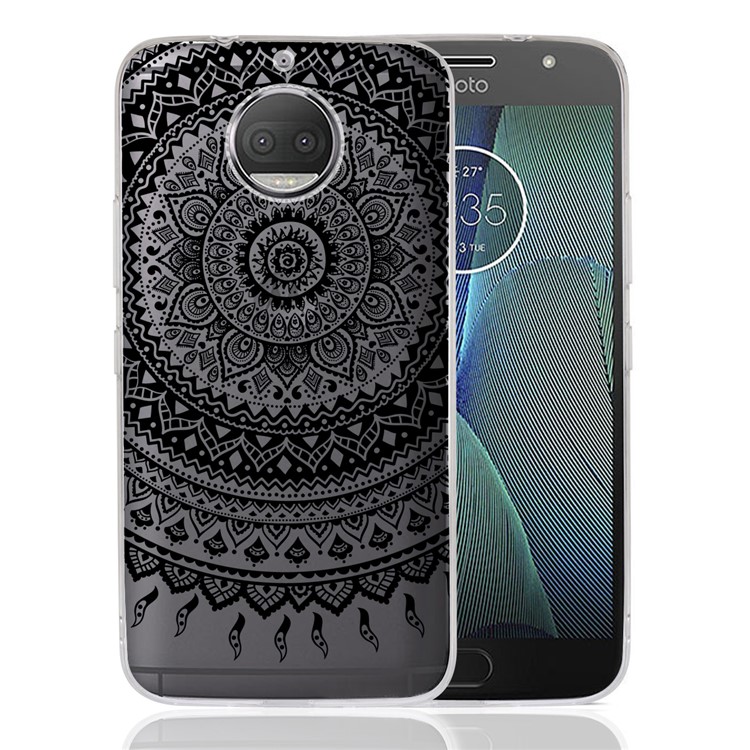 For Motorola Moto G5S Plus Mandala Pattern PC Back + TPU Edge Phone Case - Black-1