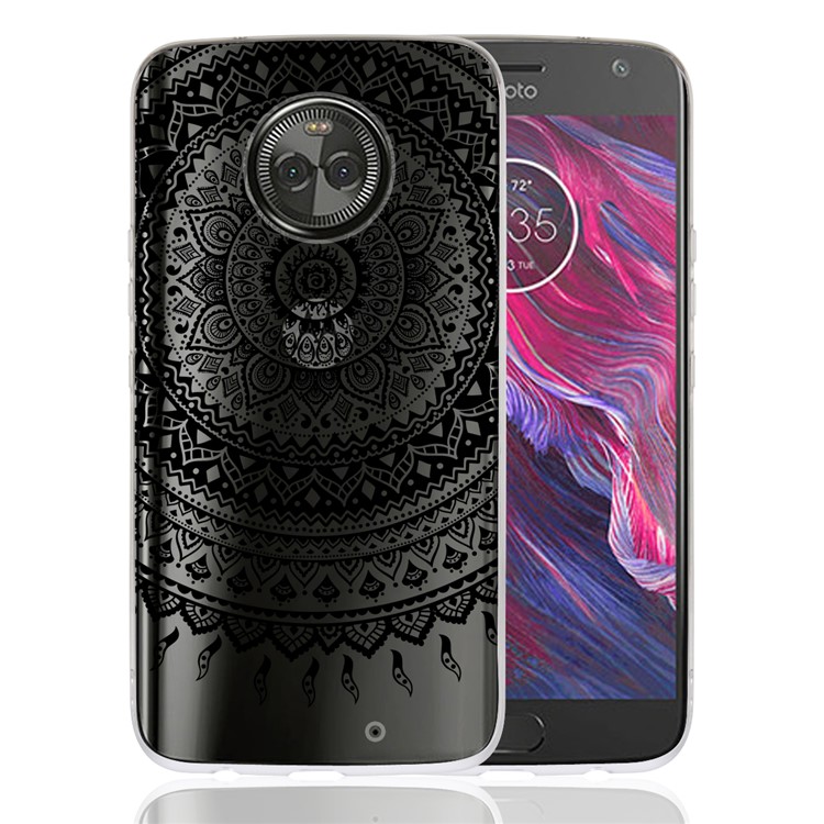 Mandala Flower PC TPU Hybrid Case for Motorola Moto X4 / Moto X (4th gen.) - Black-1