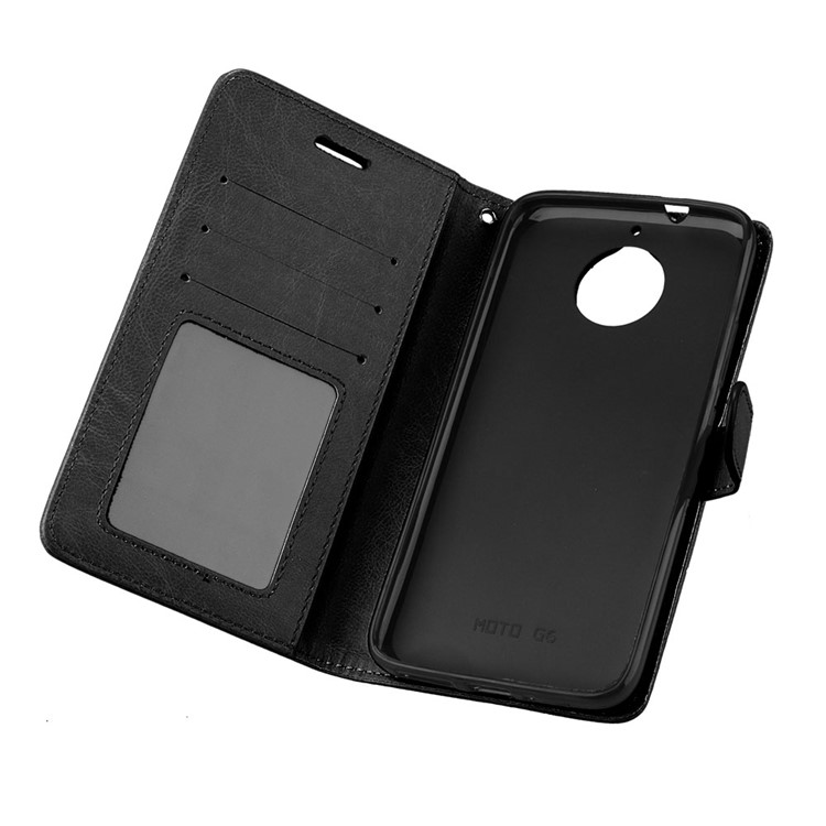 Crazy Horse PU Leather 3 Card Slots Cellphone Casing for Motorola Moto G5S - Black-10
