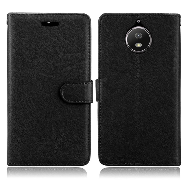 Crazy Horse PU Leather 3 Card Slots Cellphone Casing for Motorola Moto G5S - Black-2