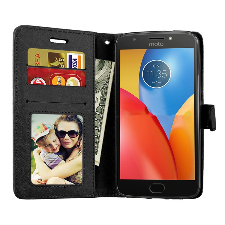 Crazy Horse PU Leather 3 Card Slots Cellphone Casing for Motorola Moto G5S - Black-9