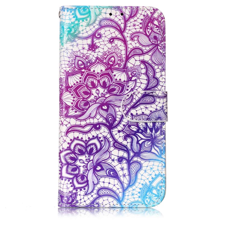 Pattern Printing Embossed Leather Protective Mobile Phone Cover for Motorola Moto C Plus - Colorful Flower-1
