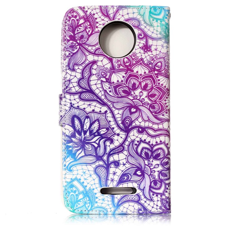 Pattern Printing Embossed Leather Protective Mobile Phone Cover for Motorola Moto C Plus - Colorful Flower-2